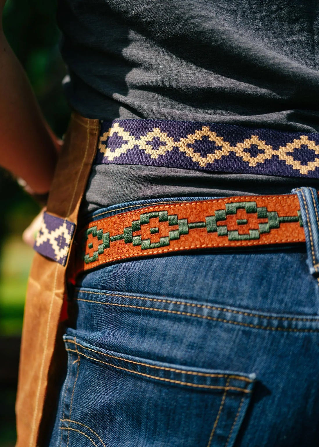 Close-up of fabric detail on Buckhorn Apron Chilao x La Matera