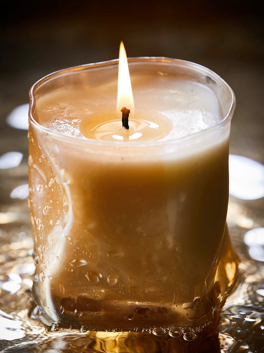 Close-up of Fireside No.1 candle label and branding