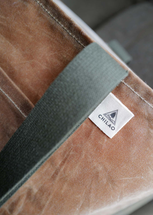 Close-up of waxed canvas fabric on The Gamer bag