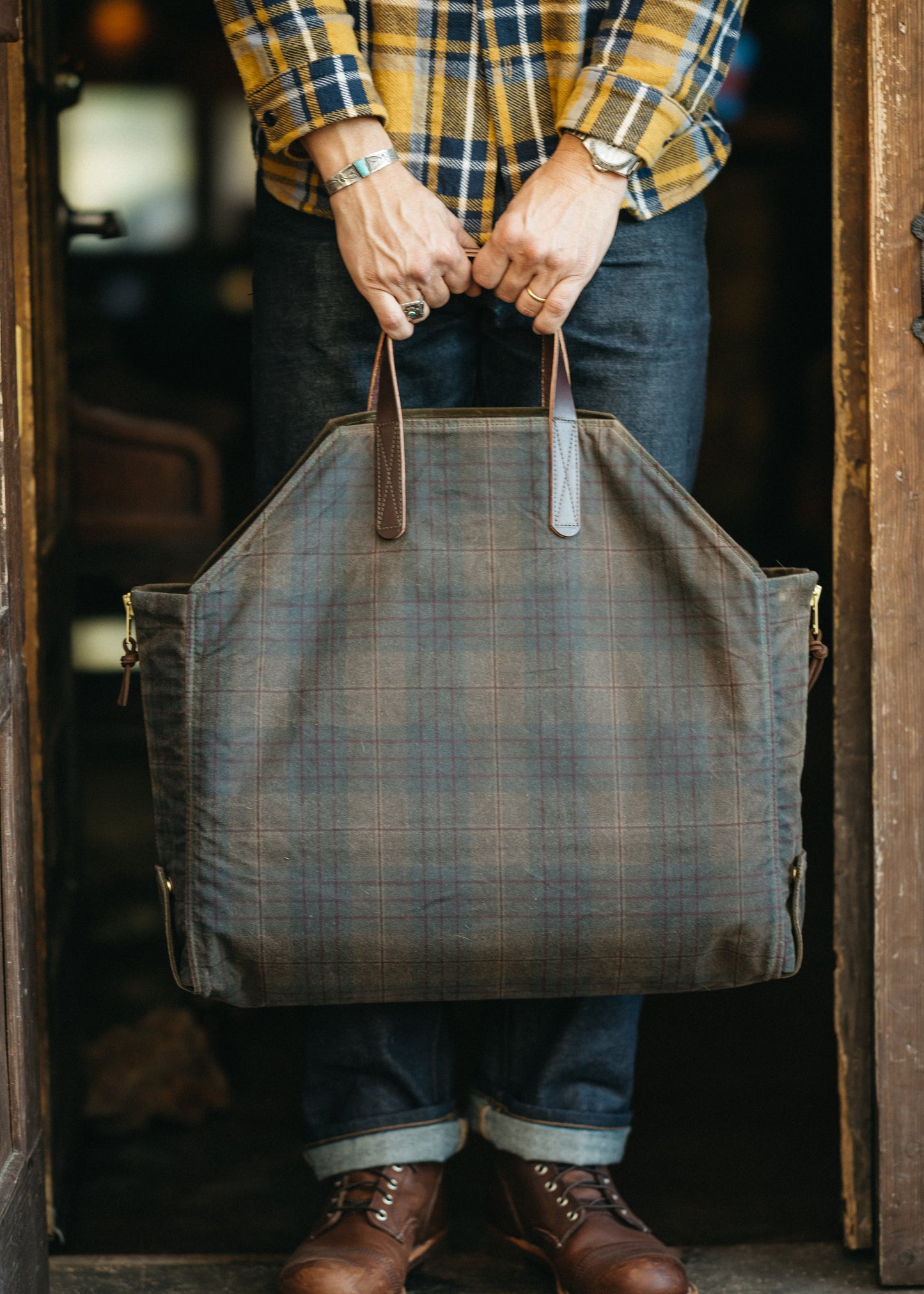 Newcomb in Plaid Waxed Canvas