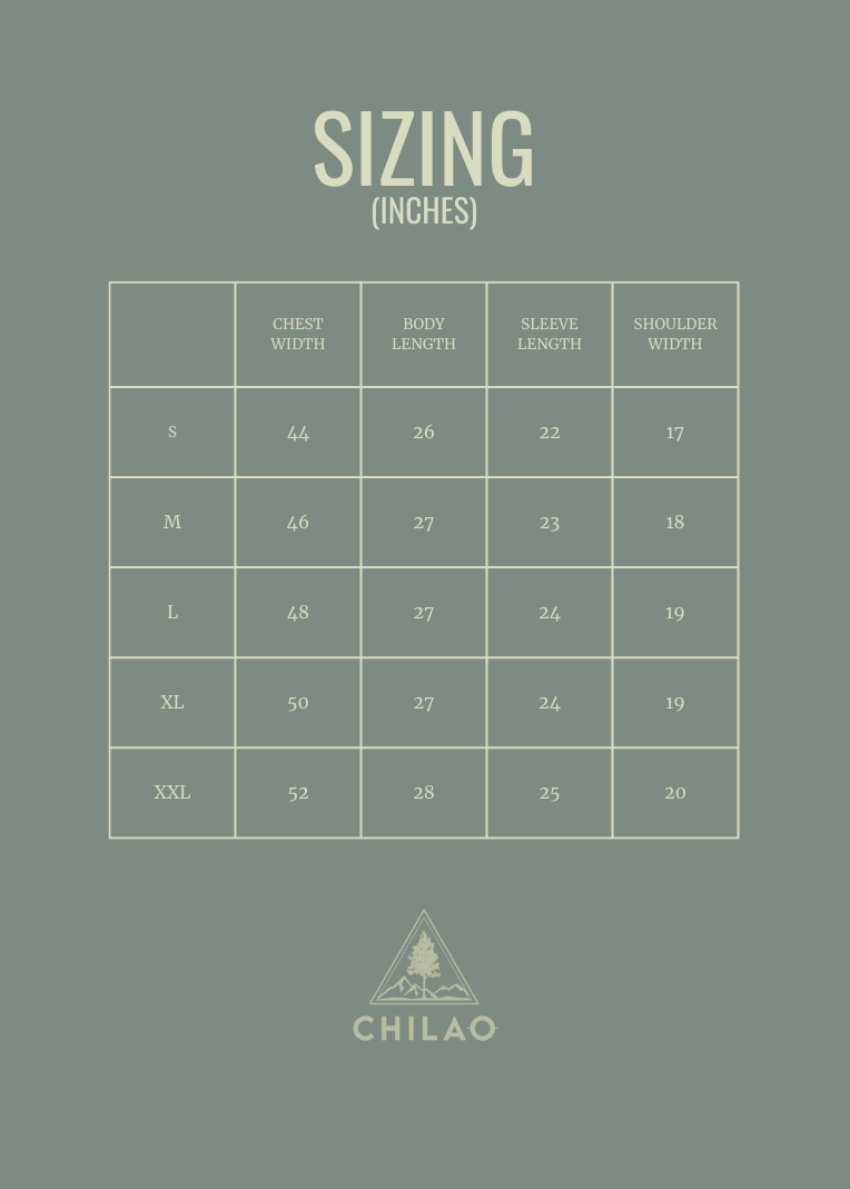 Foothill Flannel Sizing Chart
